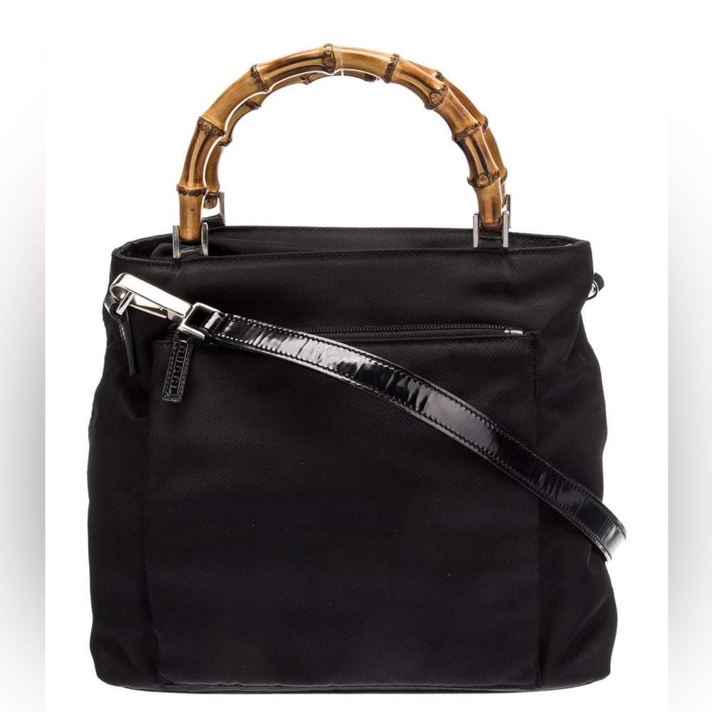 Gucci Black Canvas Bamboo Handle Shoulder/crossbody  Bag - Picture 3 of 16